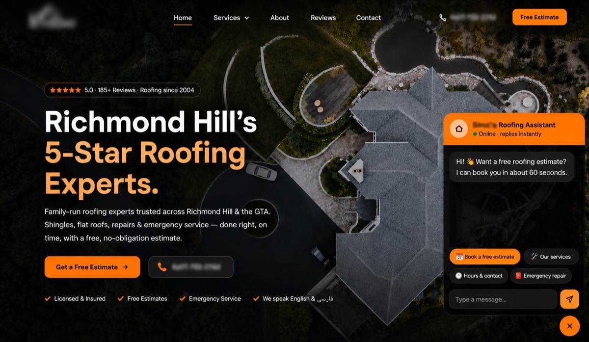Roofing company website built by Options Digital